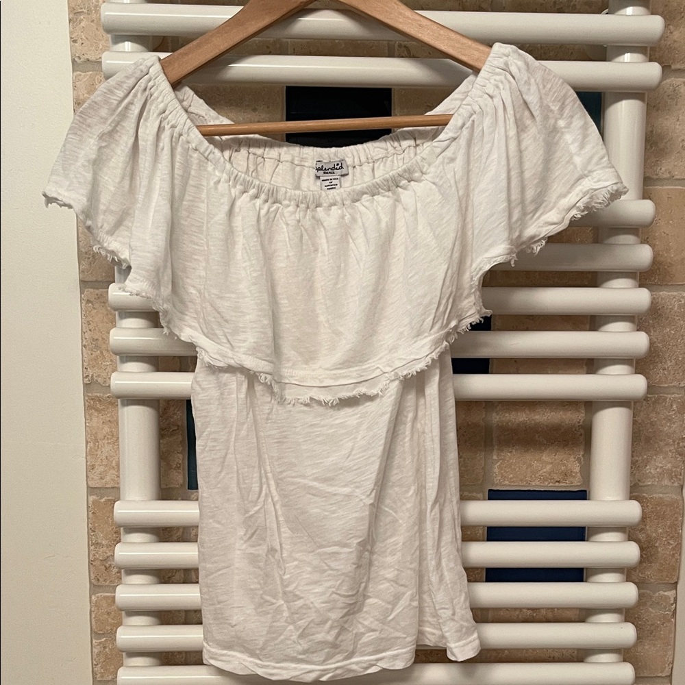 Splendid White Ruffle Blouse